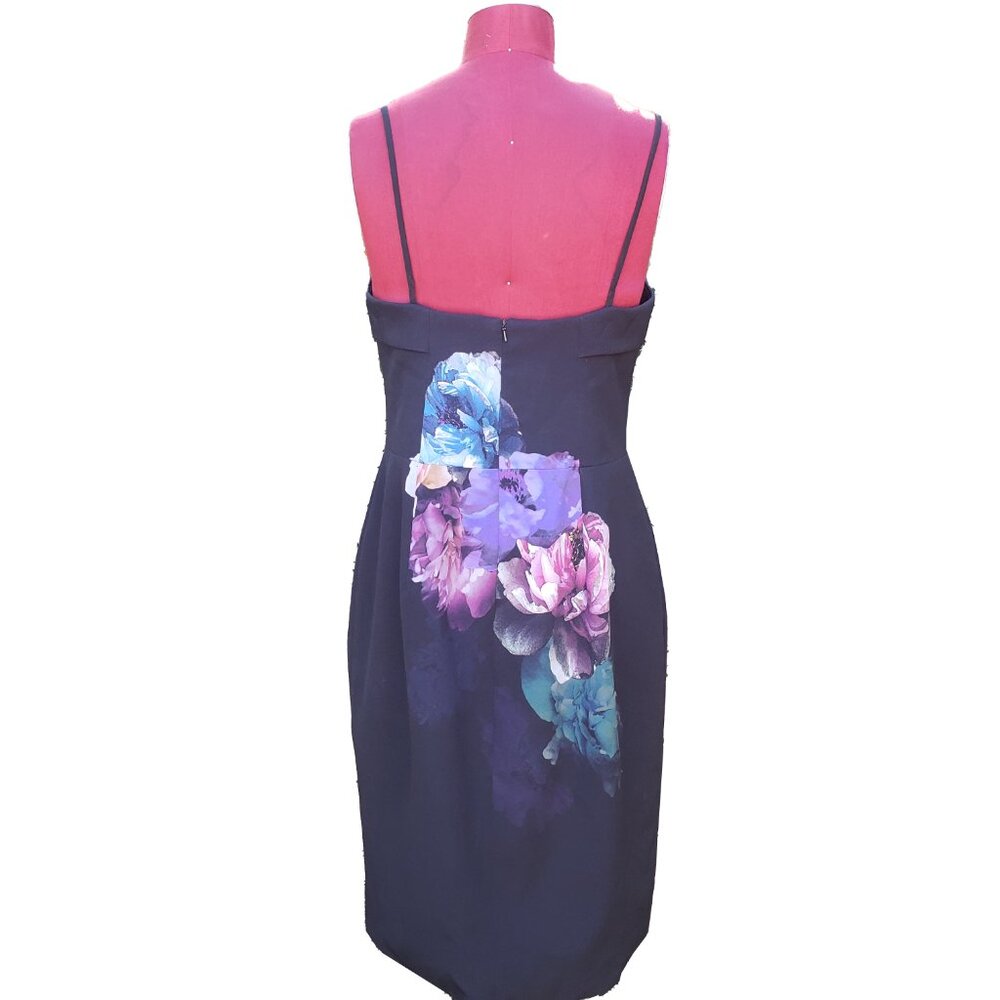 Black Halo Dress Black Floral Graphic Sleeveless Sheath Spaghetti Straps 14 - Picture 5 of 9